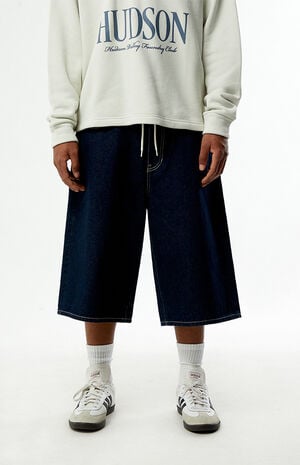 Blaine Ultra Baggy Denim Shorts Drawstring Dark Blue image number 2