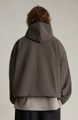 Brown Military Nylon Hooded Anorak Jacket image number 4