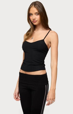 Yolena Ribbed V Neck Tank Top image number 2