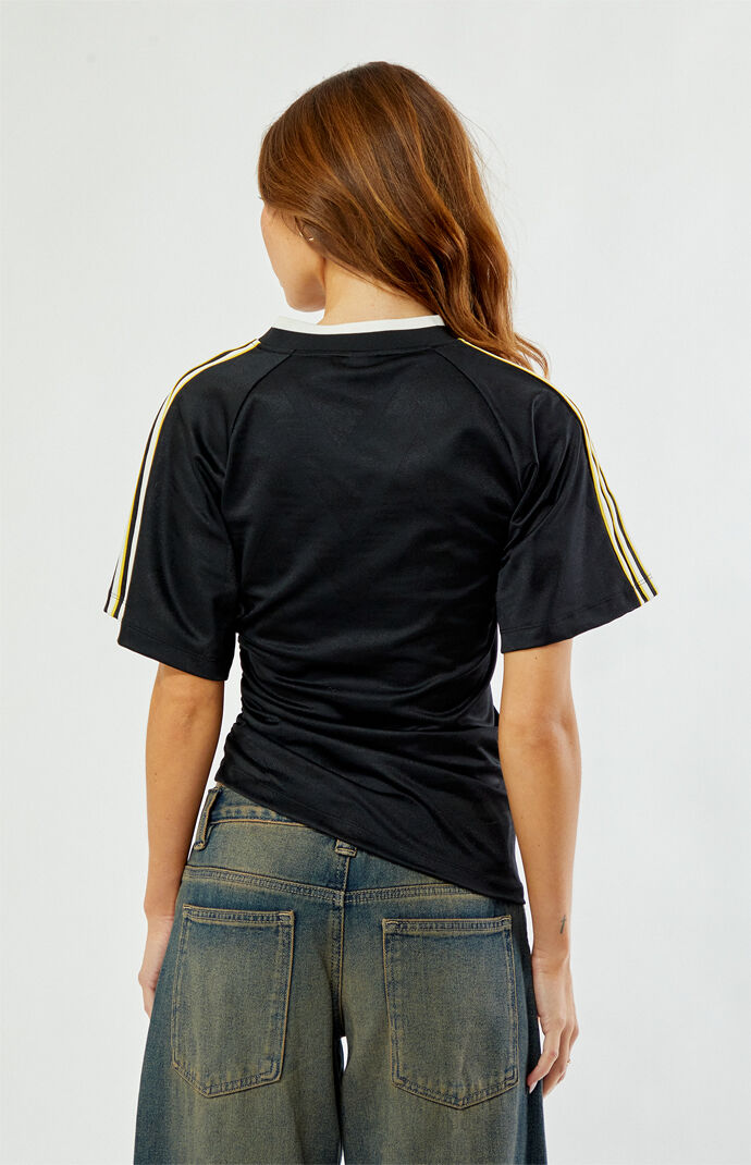 adidas Black Ruched Short Sleeve Football Jersey | Pacsun