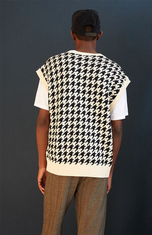 Houndstooth V Neck Sweater Vest image number 3
