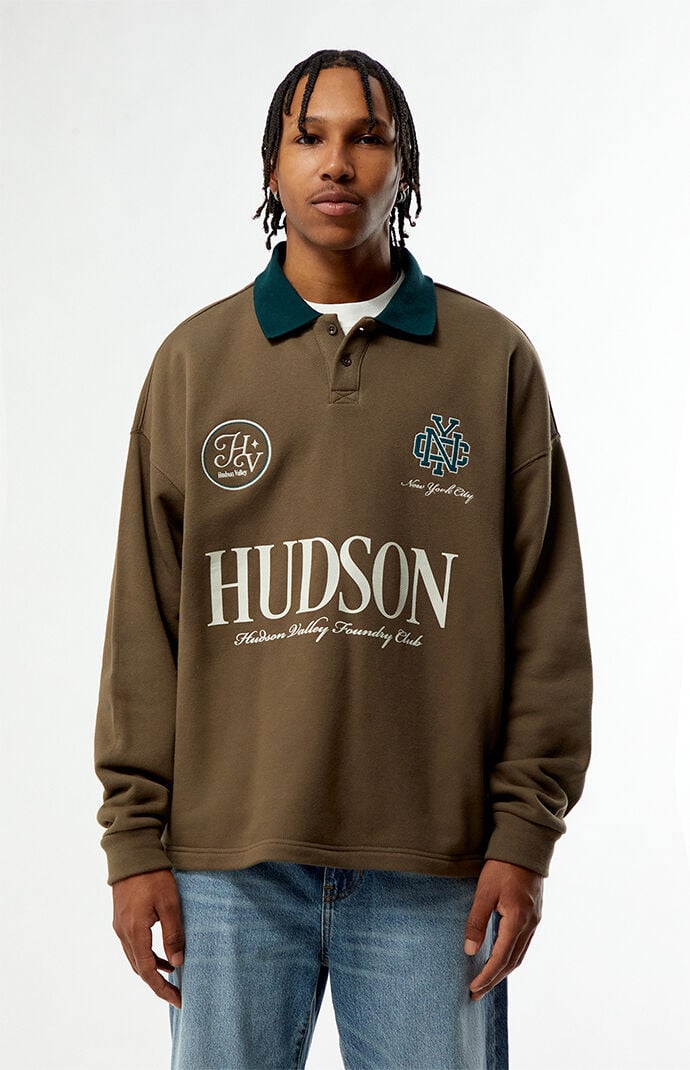 Pacsun Brown Hudson Long Sleeve Rugby Polo Shirt