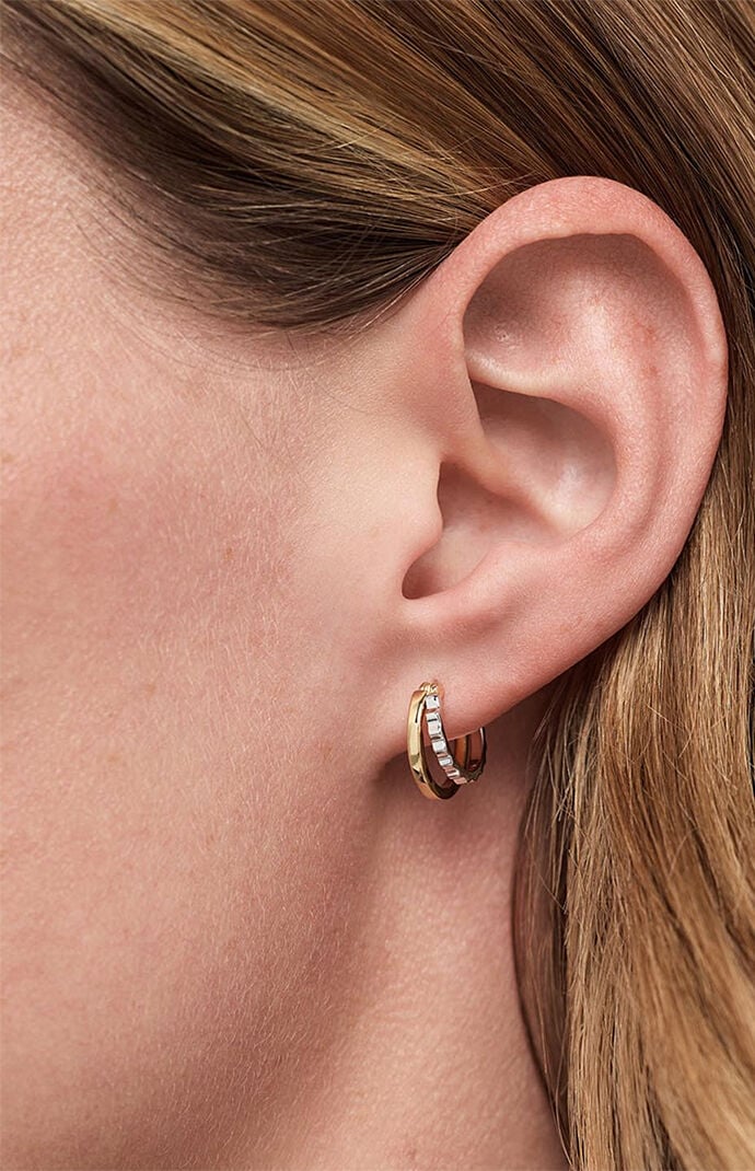 Ana Luisa Toda Two-Tone Heart Huggie Earrings