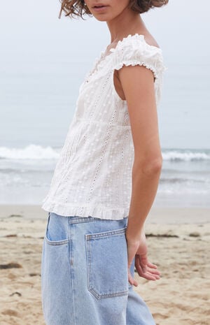 White Eyelet Elena Top image number 3
