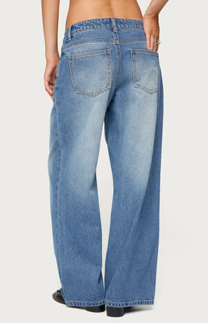 Petite Magda Low Rise Acid Wash Jeans image number 3