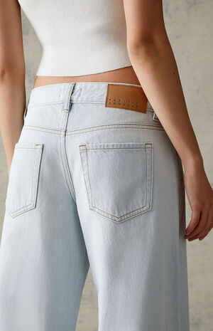 Eco Light Blue Ripped Low Rise Baggy Jeans image number 4