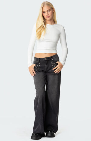 Grommet Low Rise Baggy Jeans image number 3