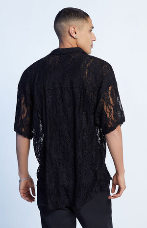Oversized Scallop Lace Camp Shirt image number 3