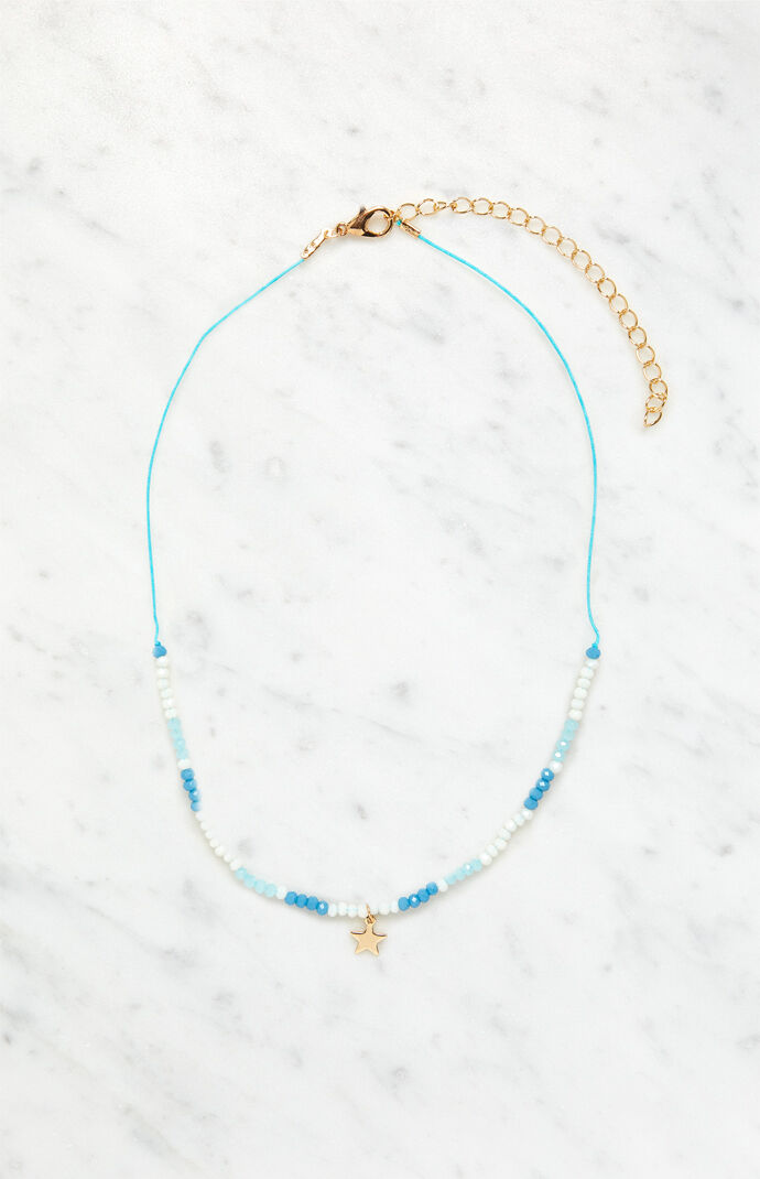 Blue Beaded Star Necklace