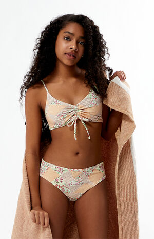 Patchwork Cinched Tank & Mid Rise Bikini Set image number 1