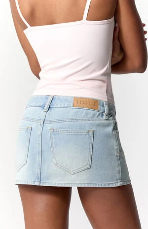 Piper Stretch Light Blue Jean Micro Mini Skirt image number 5