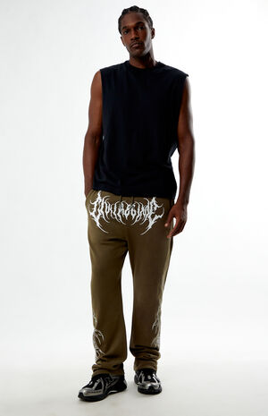 Olive Chaos In Thorns Straight Leg Sweatpants image number 4