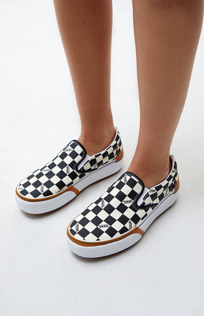 Checkerboard Stacked Slip On Sneakers