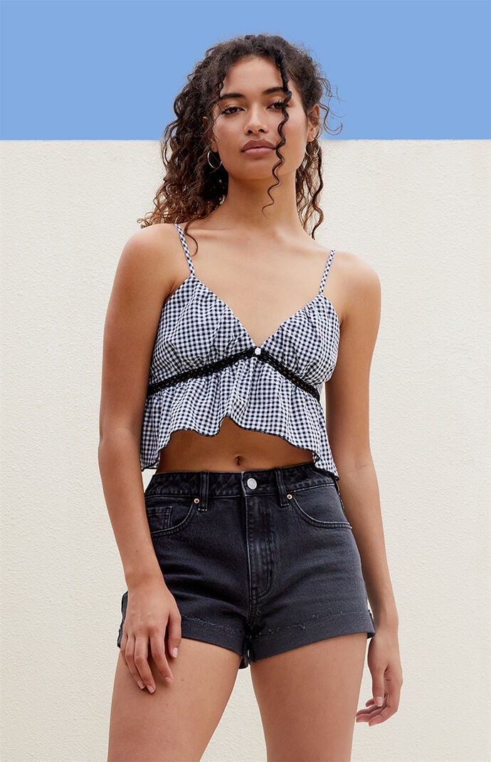 PacSun Stretch Black Denim Mom Shorts PacSun