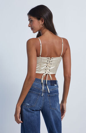 Satin Lace Corset Top image number 2