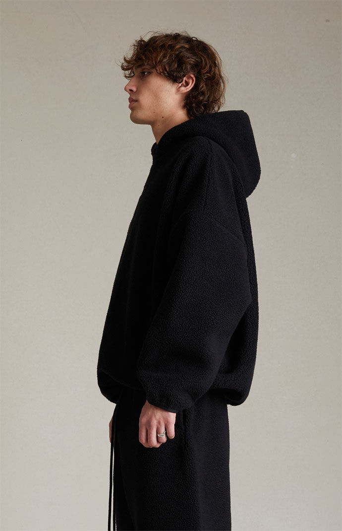 Essentials black polar fleece hoodie 2025