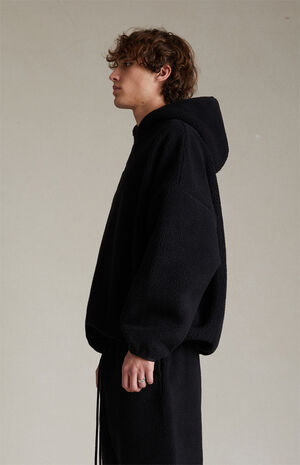 Jet Black Sherpa Polar Fleece Hoodie image number 2