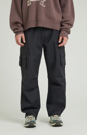 Black Nylon Baggy Cargo Pants image number 1