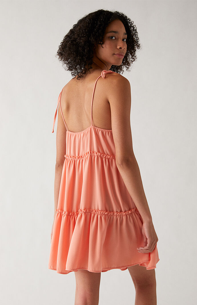 Tie strap ruffle mini dress clearance