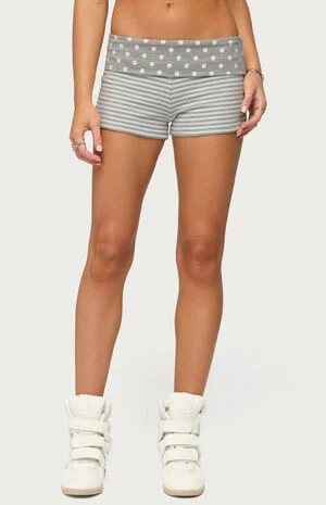 Presley Stripe and Polka Dot Foldover Shorts image number 1
