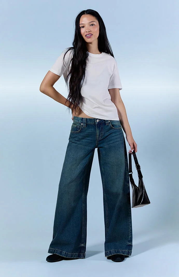 Pacsun Sloane Low Rise Ultra Baggy Jeans Dark Blue