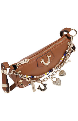 Cognac Chain & Studs Shoulder Bag image number 5