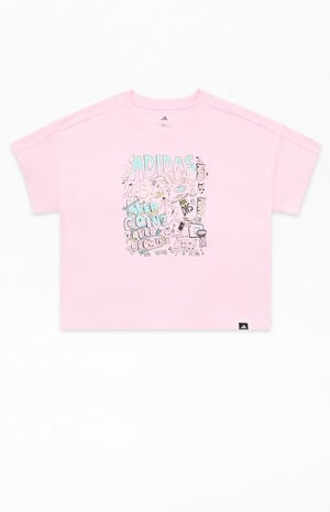 Kids Light Pink Dropped Shoulder T-Shirt image number 1