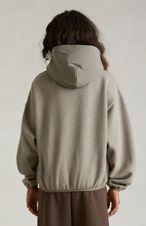Essentials Dust Heather Grey Nylon Fleece Hoodie image number 4