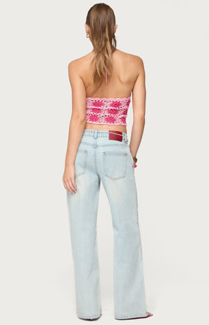 Contrast Floral Crochet Halter Top image number 4