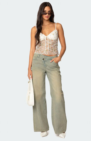 Flowery Sheer Embroidered Top image number 2