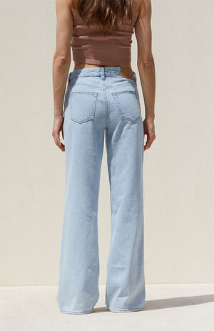 Light Indigo V-Dip Low Rise Baggy Jeans image number 4