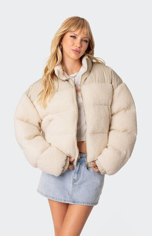 Oversized Sherpa Puffer Jacket image number 1