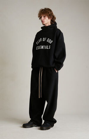 Black Brushed Yarn Relaxed Sweatpants image number 2