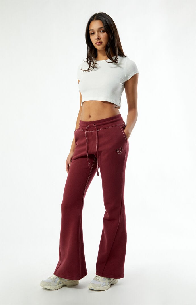 True Religion Joey Mid Rise Big T Flare Sweatpants