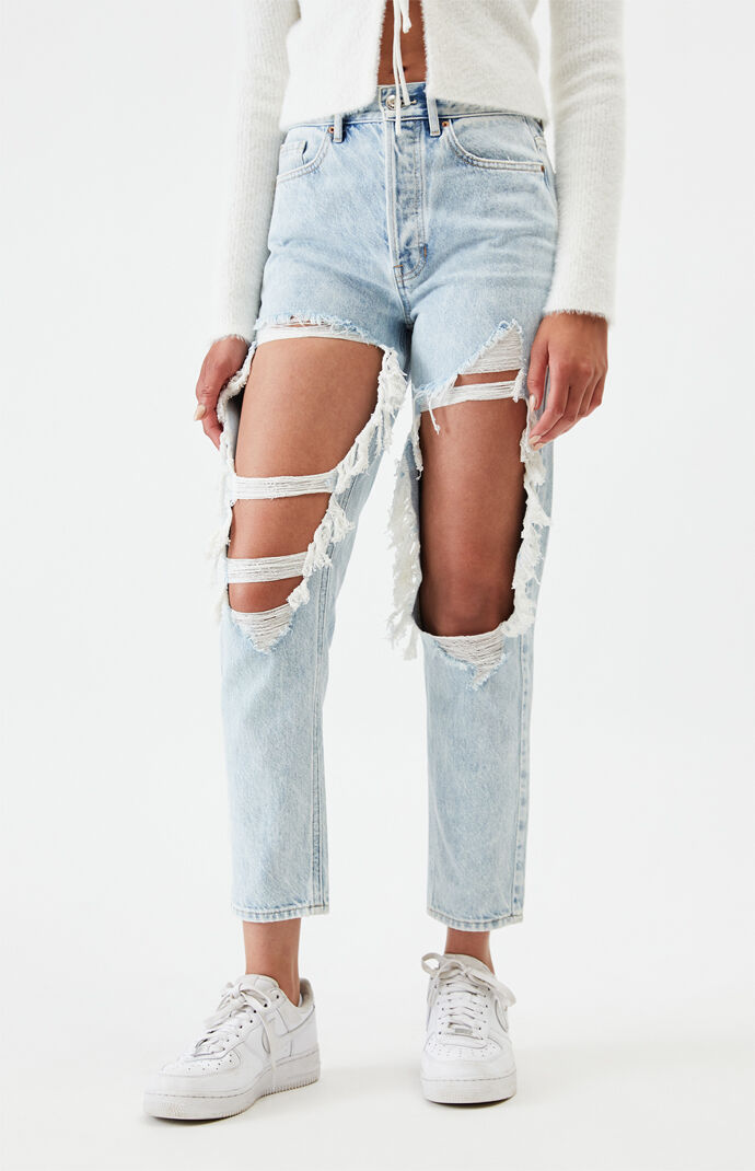 short leg ripped jeans