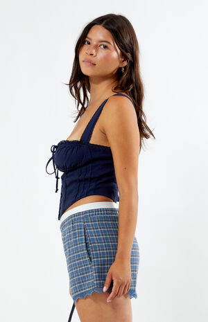 Exposed Waist Lace Trim Boxer Shorts image number 3