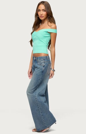 Niva Off Shoulder Bandage Knit Top image number 4