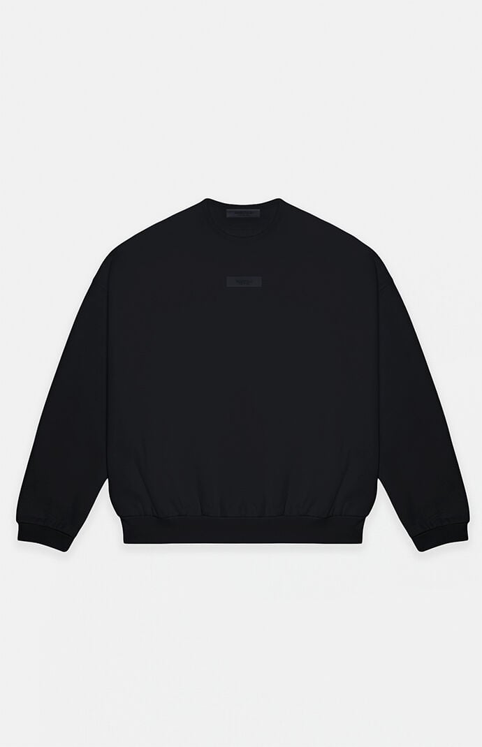 Fear of God Essentials Women's Jet Black Reverse Fleece Crew