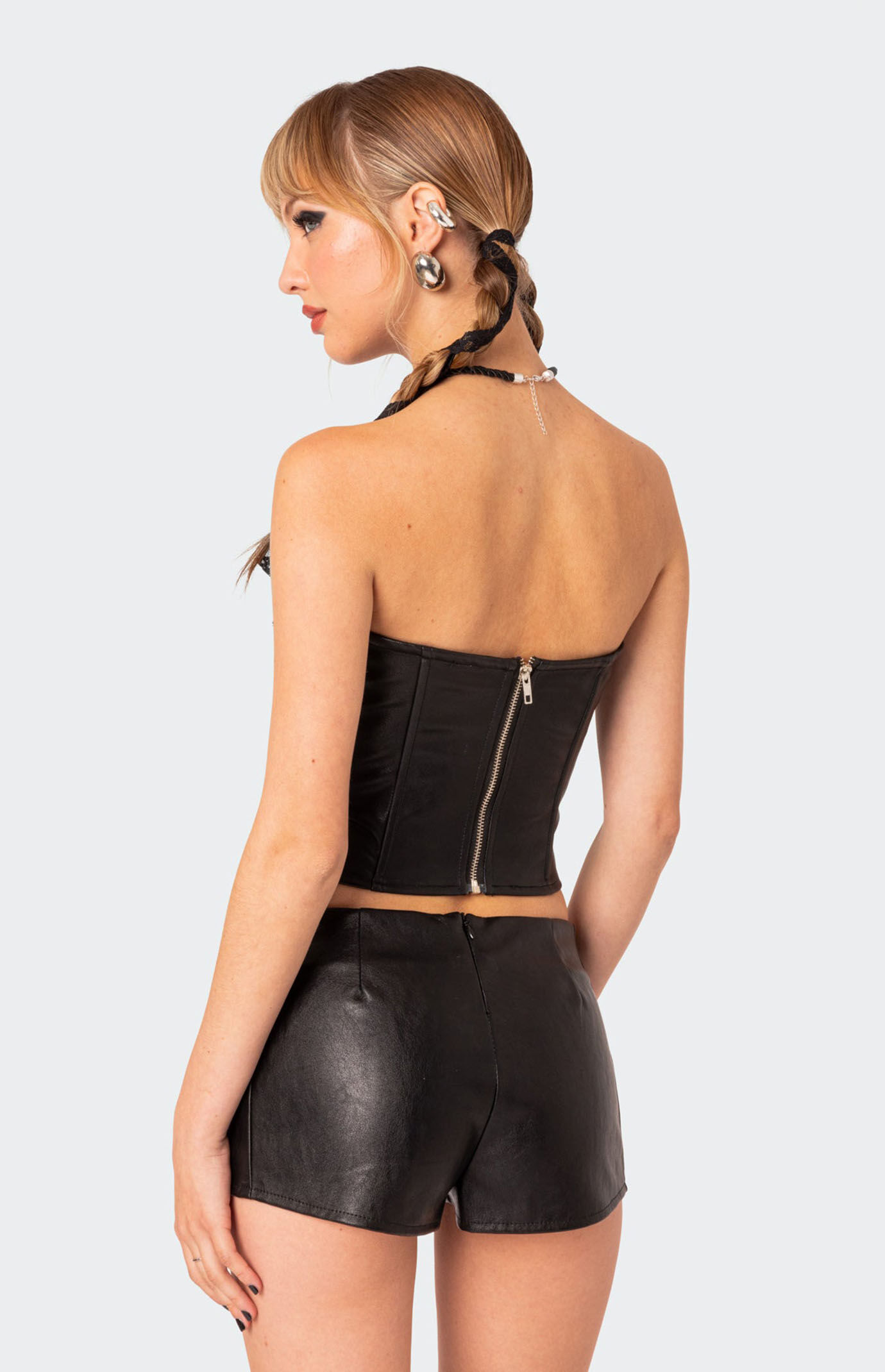 Edikted Wilde Lace Up Faux Leather Corset | PacSun