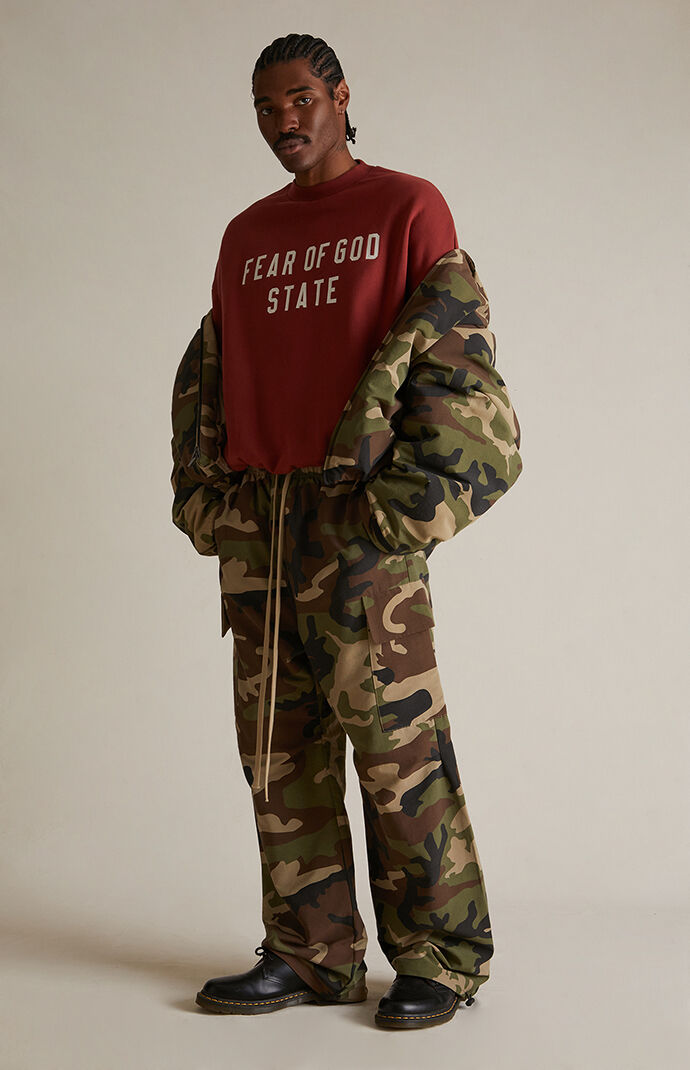 Fear of god camo hoodie deals