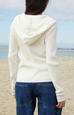 White Double Zip Sweater image number 4