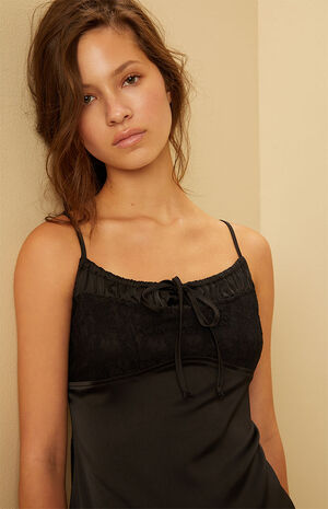 Satin Lace Bustier Mini Dress image number 3