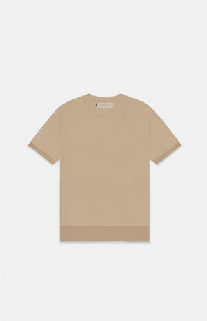 Sand Waffle Knit&nbsp;Short Sleeve Sweatshirt image number 1