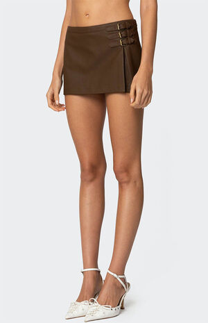 Triple Belt Faux Leather Mini Skort image number 2