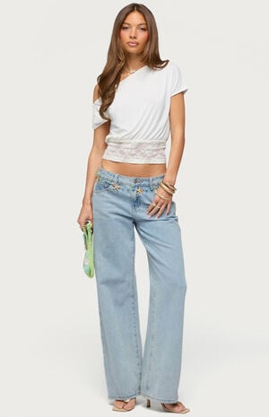 Michy Off-The-Shoulder Lace Top image number 5