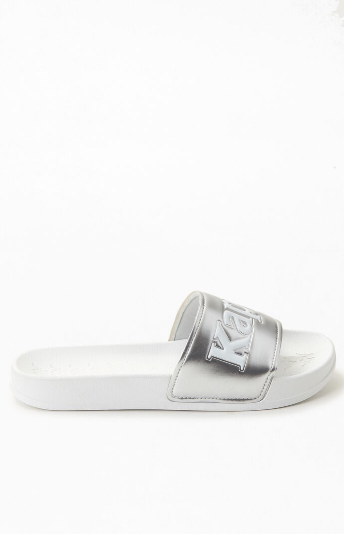 White & Silver 222 Banda Adam 9 Slide Sandals