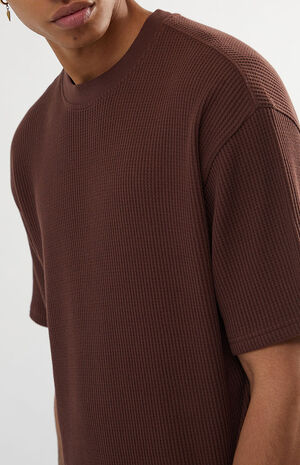 Dark Brown Waffle Knit Boxy T-Shirt image number 2