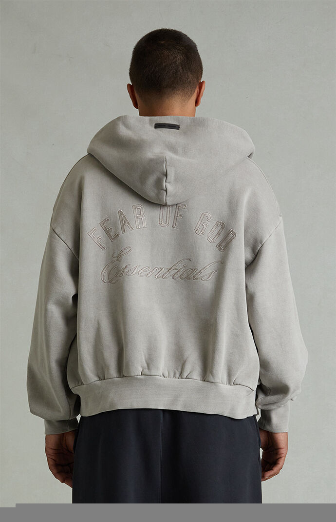 Fear of God ESSENTIALS Smoke Grey Classic Fleece Zip Up Hoodie