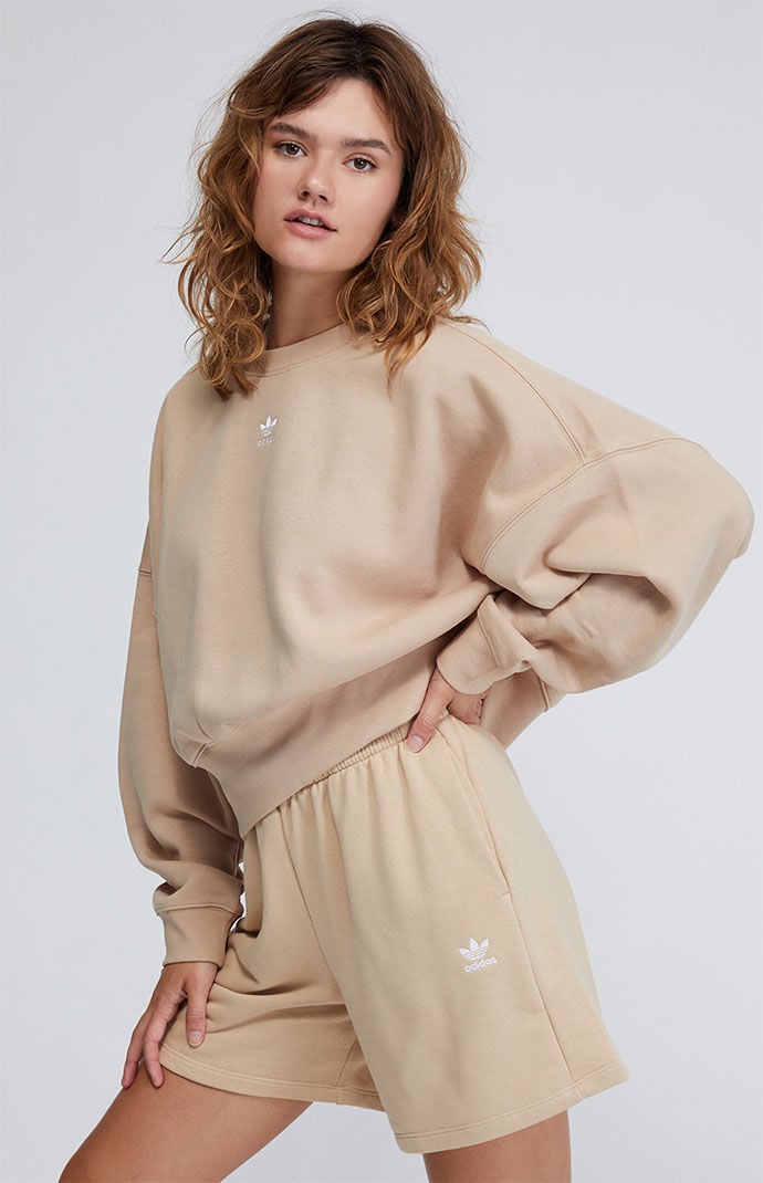 adidas Beige Basic Crew Neck Sweatshirt PacSun