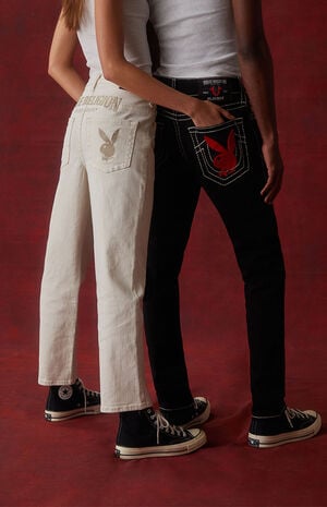 x Playboy Embroidered '90s Straight Leg Jeans